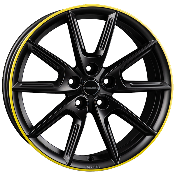 Borbet LX18 black matt rim yellow 8,00x18 5x112,00 ET48,00