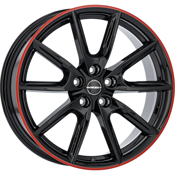 Borbet LX19 black glossy rim red 8,00x19 5x108,00 ET50,00